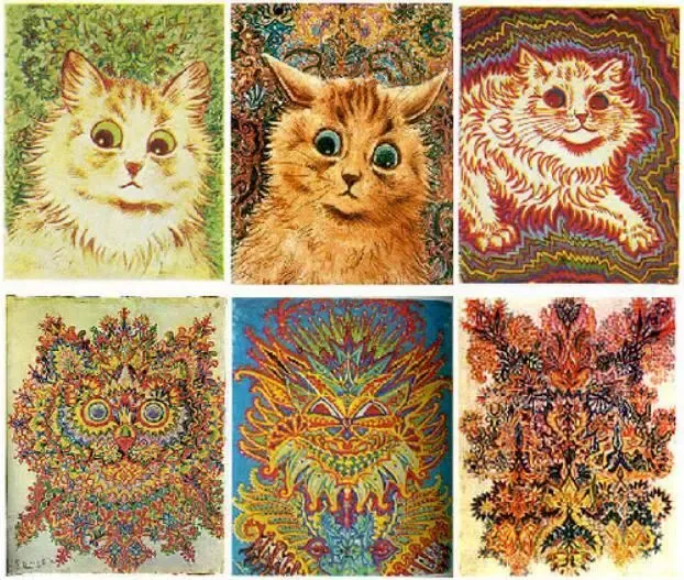 Louis Wain, kolaž Kaleidoskopskih mačaka 

Siječanjski blues